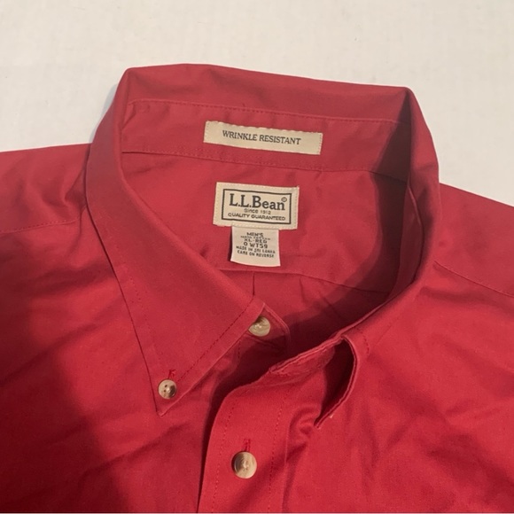 LL Bean Button Down Shirt Wrinkle Free Mens Sleeve Maroon XL Reg - Picture 8 of 9